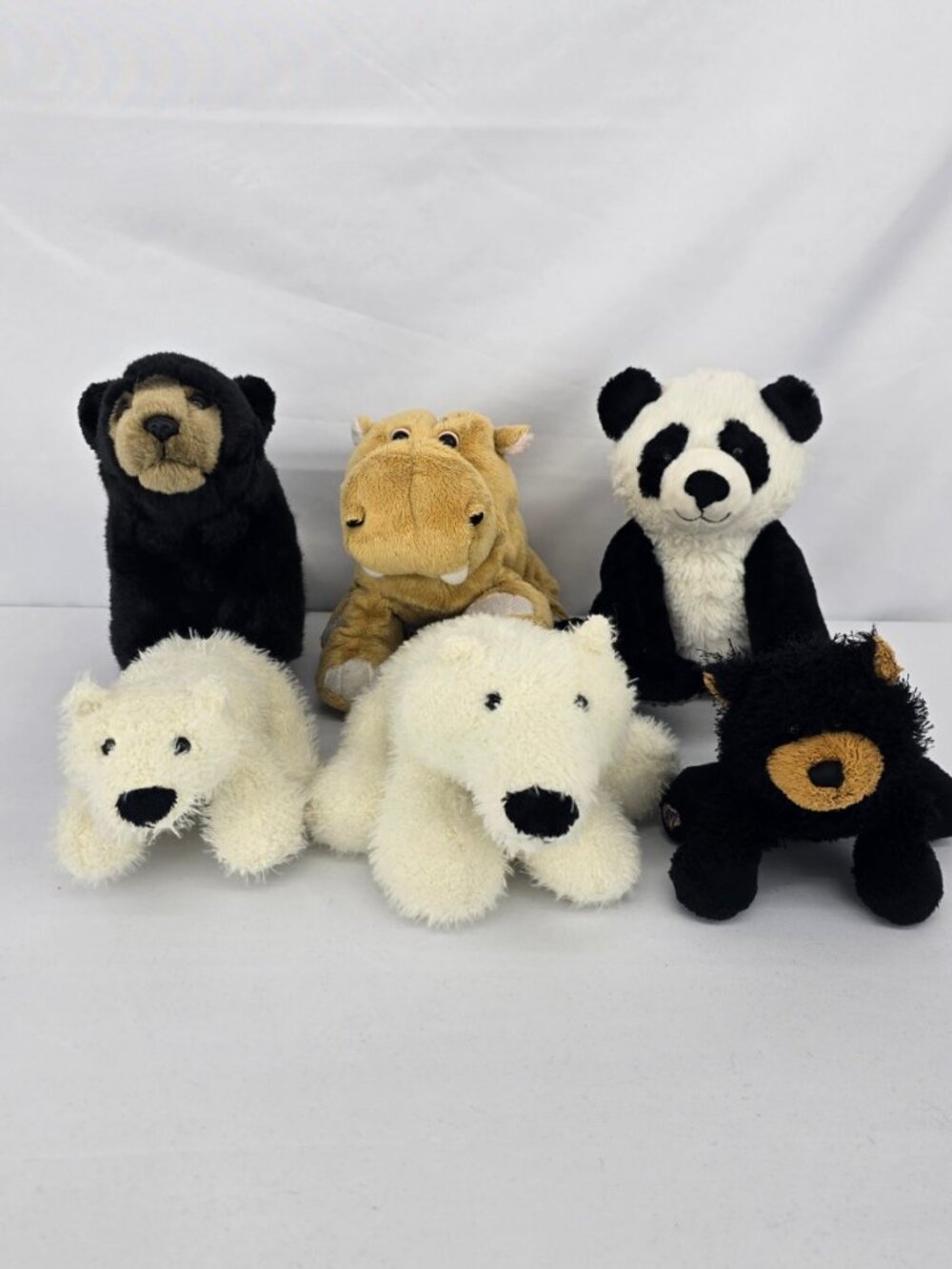 Ganz Webkinz Plush Lot of 6 Bear Panda Polar Bear Hippo Stuffed Animals No Code